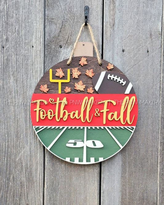 Door Sign - Football and Fall - 10"