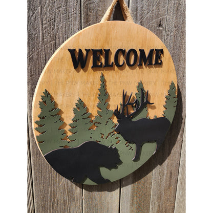 Door Sign - Bear Elk Welcome -16"