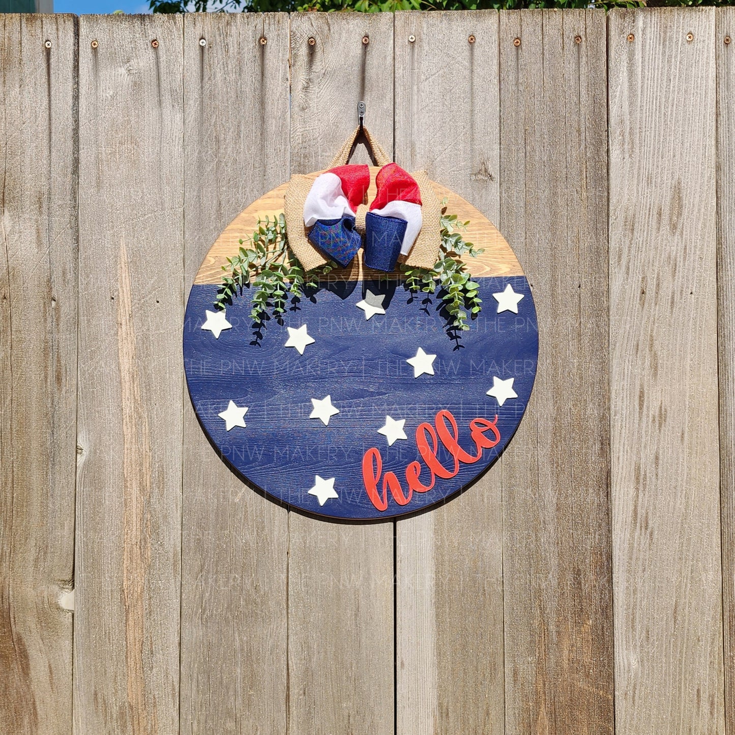 Door Sign - Patriotic Hello 16"