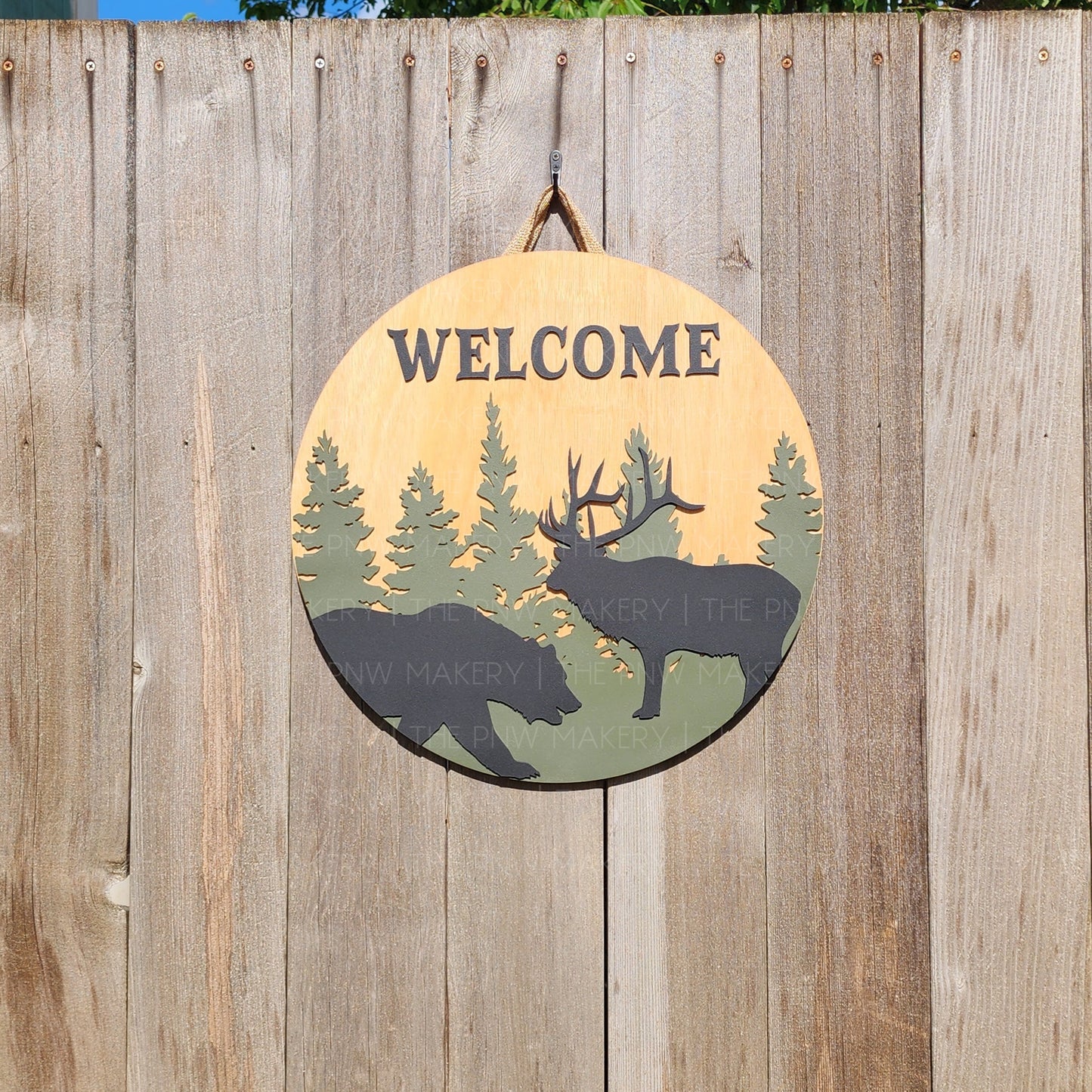 Door Sign - Bear Elk Welcome -16"