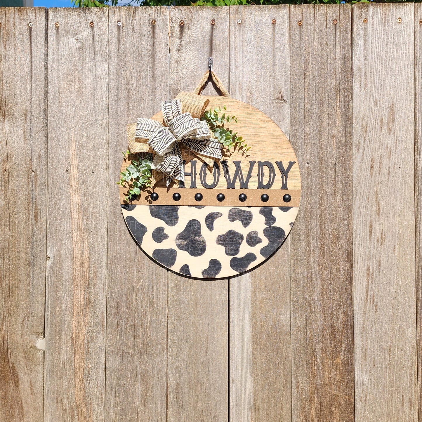 Door Sign - Howdy Cow print -16"