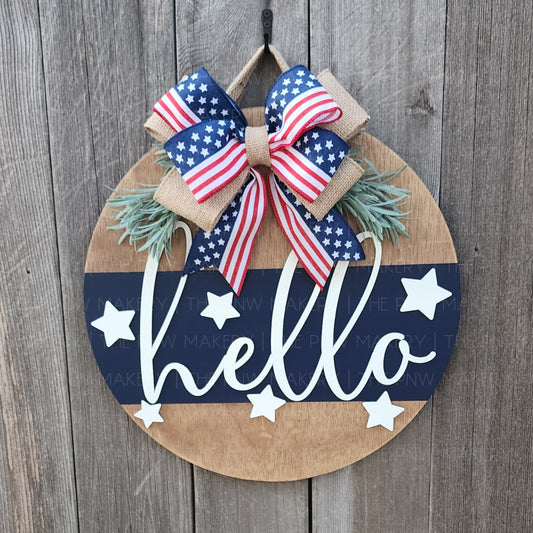 Door Sign - Patriotic Hello - 16"