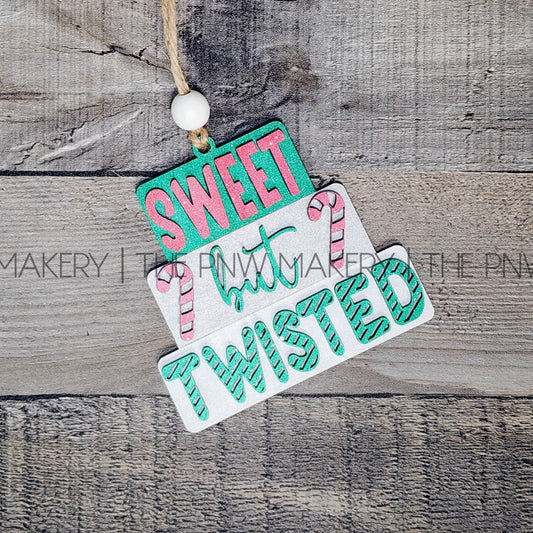 Sweet But Twisted Stacked Words Ornament