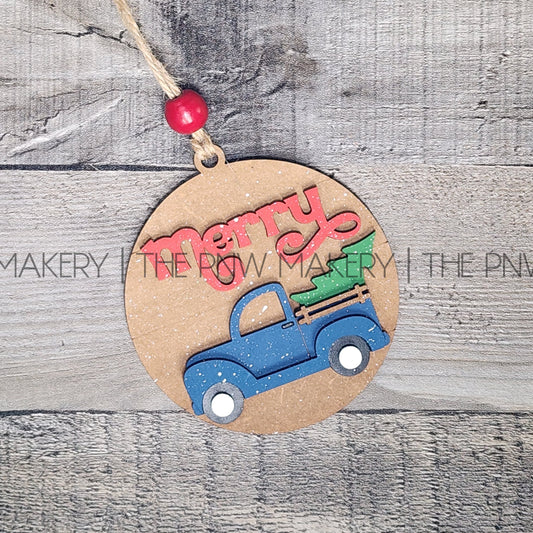 DIY Art Kit - Merry Tree Farm Truck Ornament