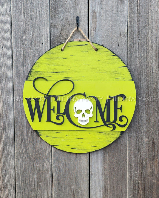 Door Sign - Skull Welcome - 16"