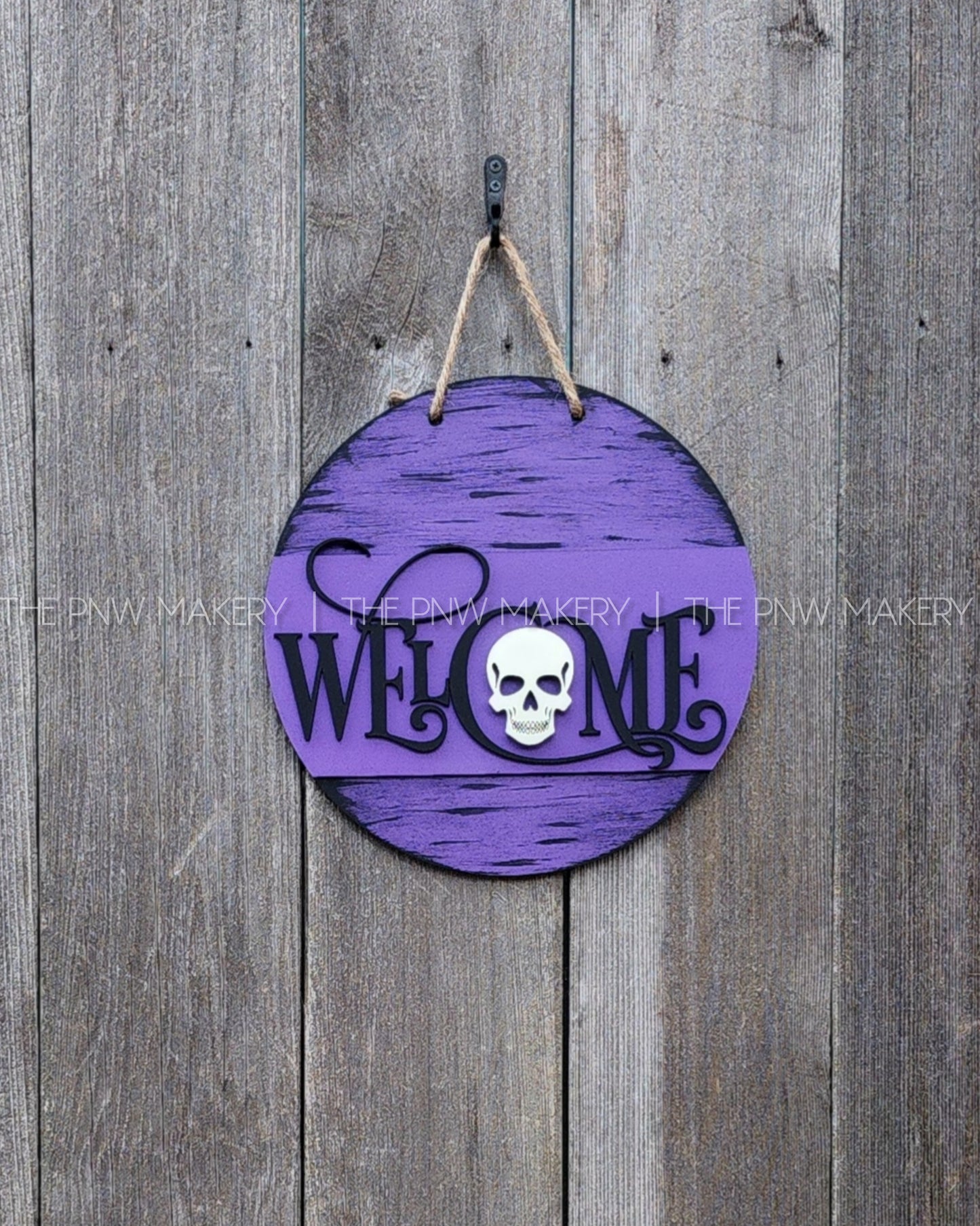 Door Sign - Skull Welcome - 10"