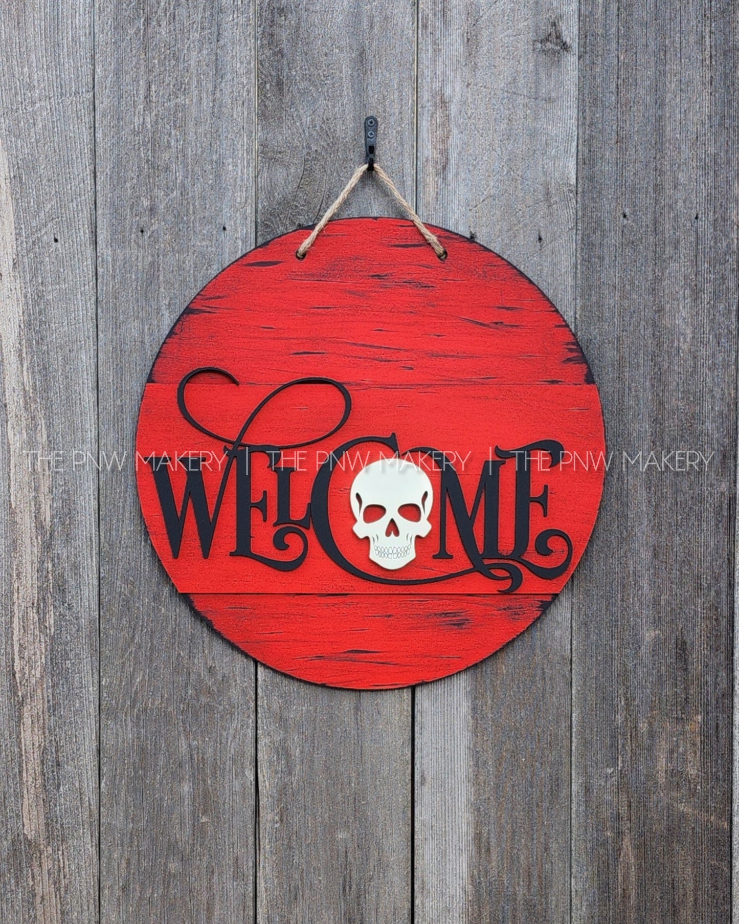 Door Sign - Skull Welcome - 16"