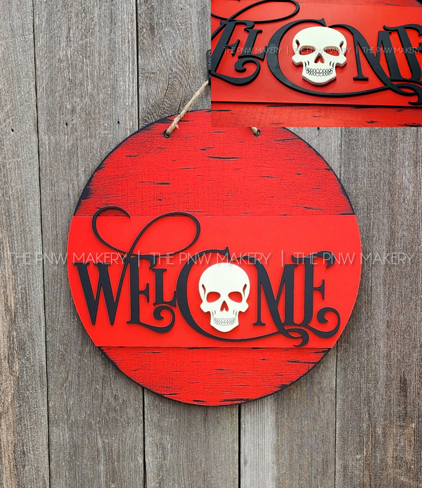 Door Sign - Welcome Skull - 16"