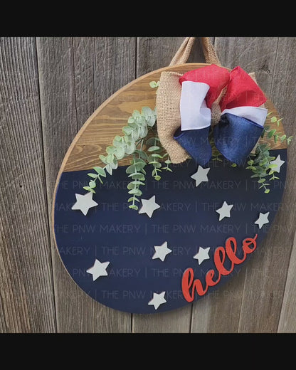 Door Sign - Patriotic Hello 16"